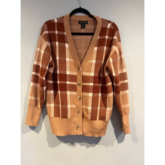 Rachel Zoe Plaid Button-Front Cardigan Sweater – Size Medium - Picture 1 of 4